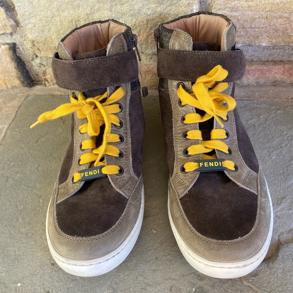 Fendi Kids Sneakers in Brown and Yellow